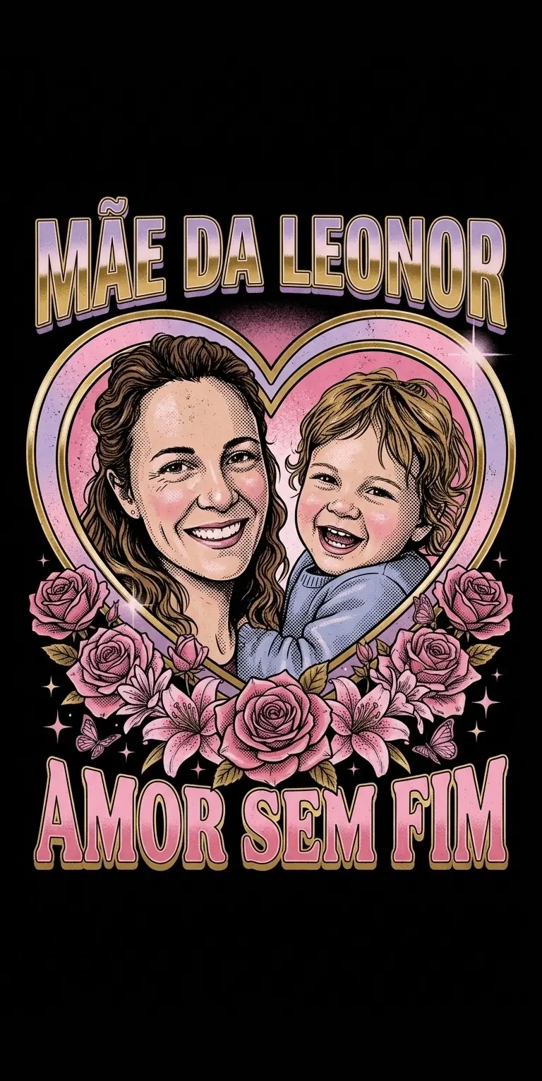 Design de t-shirt personalizada para o Dia da Mãe, desenhado à mão em estilo vintage anos 90
