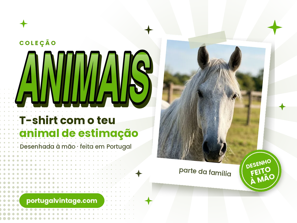 T-shirt personalizada com a foto do teu animal de estimação, em estilo vintage anos 90