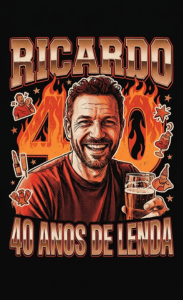 Exemplo de t-shirt personalizada de aniversário, desenhada à mão a partir de uma foto
