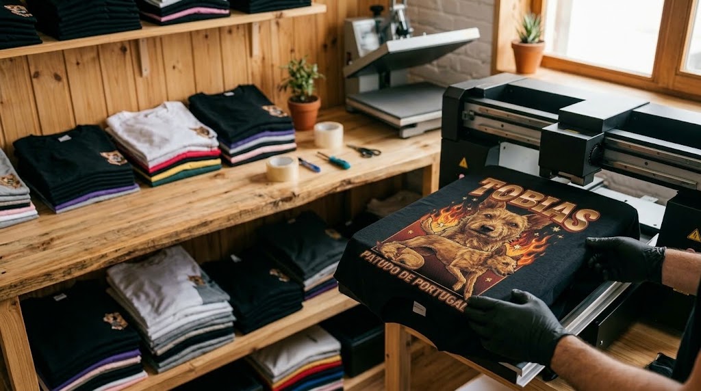 T-shirt personalizada com foto do cão em estilo vintage anos 90