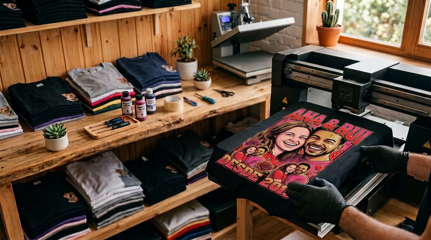 T-shirt personalizada para casal em estilo vintage anos 90