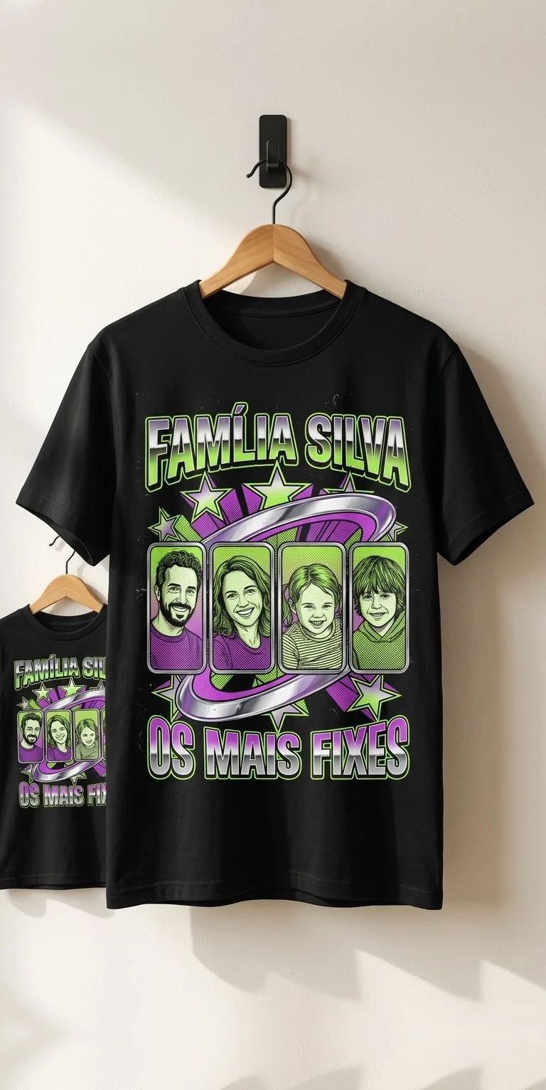 T-shirt personalizada para família com o design «Os mais fixes» em estilo vintage anos 90