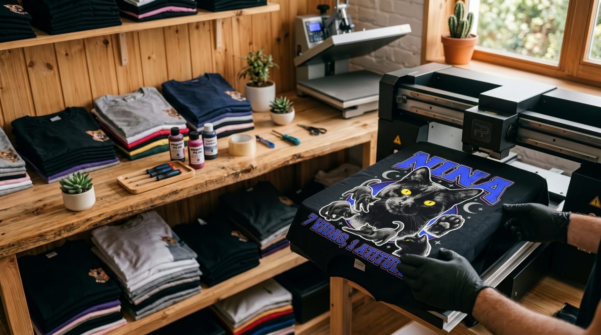 T-shirt personalizada com o design de um gato em estilo vintage anos 90